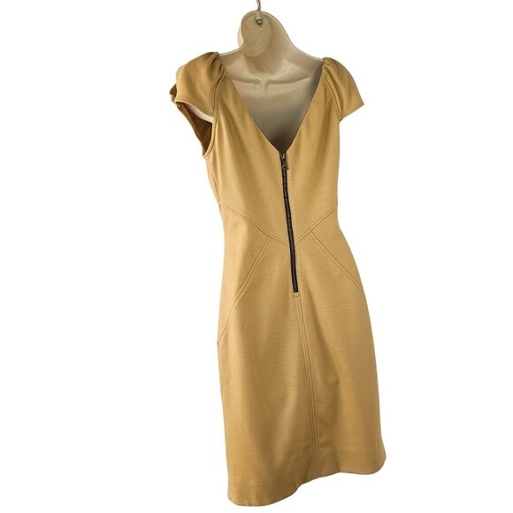 Diane Von Furstenberg Helen Wool Knit Mini Sheath Dress Size 6 Cap Sleeve Beige - Picture 3 of 10